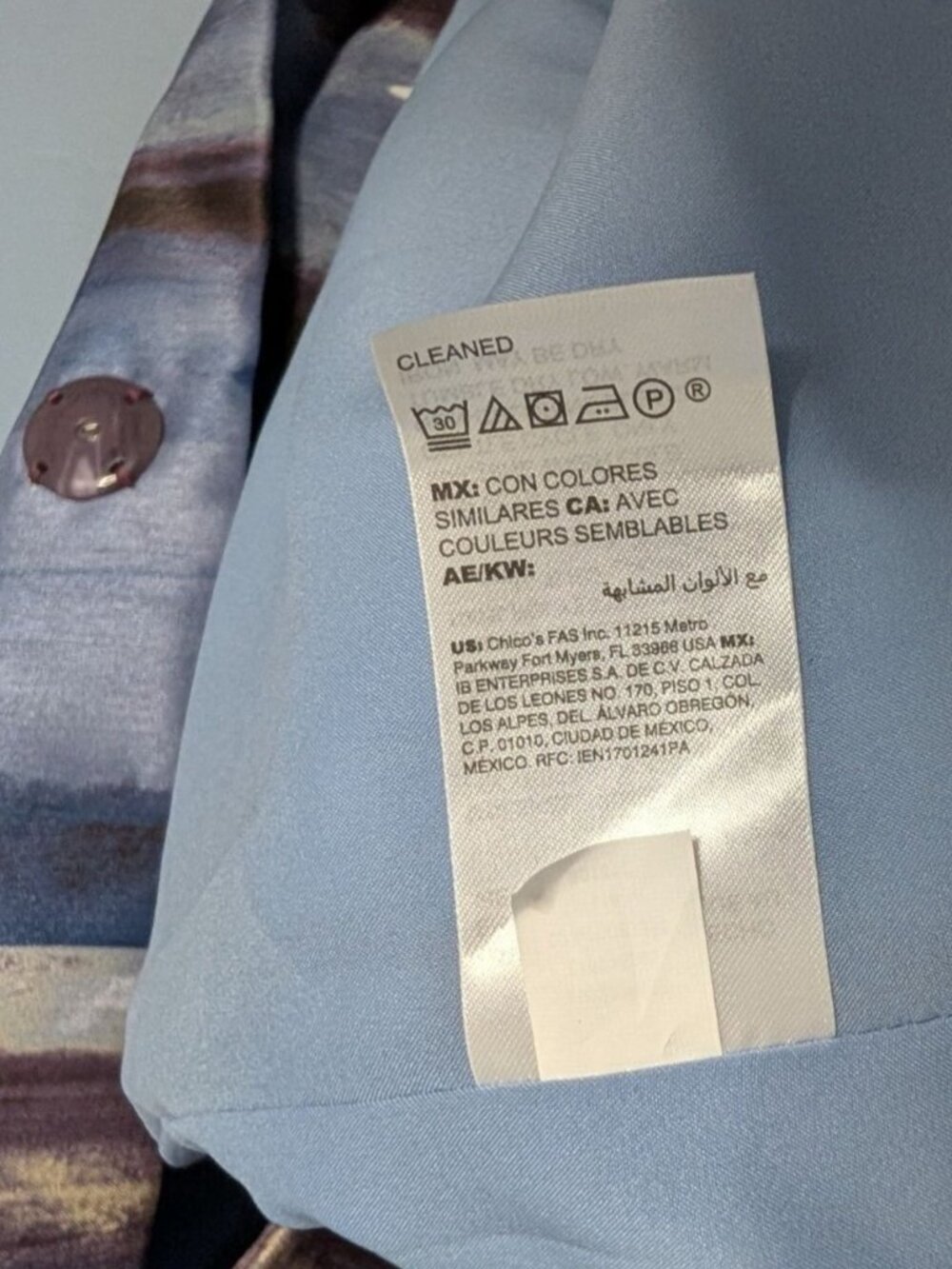 Chicos Satin Shantung Topper Jacket Sz 12 Watercolor Stripes 3/4 Sleeves lg - Picture 8 of 13